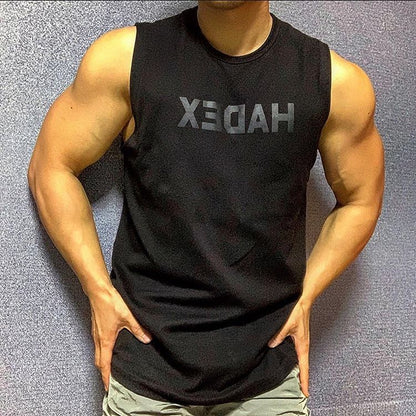 Cotton Vest Tank Top Sleeveless T-shirt Male Muscle Type Male Running Equipment Training Gym Clothes